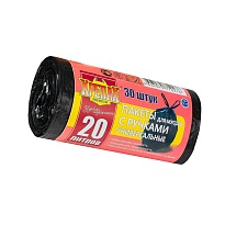 Мешки для мусора 20 л, с ручками, черные, в рулоне 30 шт., ПНД, 10 мкм, 550х440 мм, Крепак, 4607075710276 в Гомеле Мешки для мусора 20 л, с ручками, черные, в рулоне 30 шт., ПНД, 10 мкм, 550х440 мм, Крепак, 4607075710276 в Гомеле