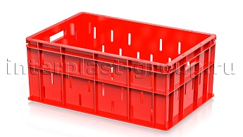 Ящик для молока, мяса, овощей и фруктов малая перфорация дно сплошное красный в Гомеле