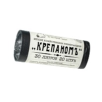 Мешки для мусора 30 л, черные, в рулоне 20 шт., ПНД, 7 мкм, 560х440 мм, Крепаномъ, 4607075710580 в Гомеле