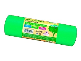Мешки для мусора 240 л, ароматизированные, биоразлагаемые, зеленые, в рулоне 10 шт., ПВД 40 мкм, 1500х1100 мм, PURE ECOLOGY, bio24010120 в Гомеле