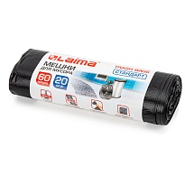 Мешки для мусора 60 л, черные, в рулоне 20 шт., ПНД, 10 мкм, 700х600 мм, LAIMA, 601381 в Гомеле