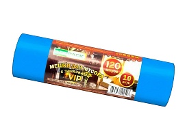 Мешки для мусора 120 л, с завязками, синие, в рулоне 10 шт., ПНД, 15 мкм, 800х750 мм, VIP, Z12010blue в Гомеле