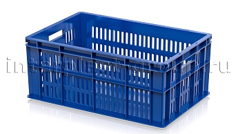Ящик для молока, мяса, овощей и фруктов большая перфорация дно сплошное синий в Гомеле Ящик для молока, мяса, овощей и фруктов большая перфорация дно сплошное синий в Гомеле