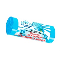 Мешки для мусора 30 л, голубые, в рулоне 30 шт. + 3 пакета в подарок, ПНД, 5 мкм, 560х480 мм, Королевство Чистоты, МК3964 (ПЭКЧ-30-30г) в Гомеле