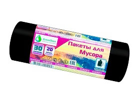 Мешки для мусора 30 л, черные, в рулоне 20 шт., ПНД, 7 мкм, 600х500 мм, MIRPACK Classik, 302040 в Гомеле