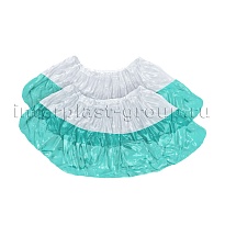 Бахилы бело-бирюзовые 1000 шт (500 пар), 48 мкм, двойная подошва, с одной резинкой, Эконом+ в Гомеле