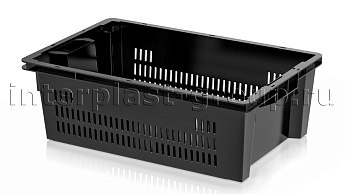 Ящик универсальный для овощей, фруктов и хлеба перфорированные стенки сплошное дно черный в Гомеле