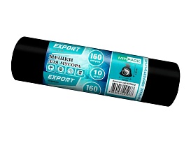 Мешки для мусора 160 л, ароматизированные, черные, в рулоне 10 шт., ПВД, 80 мкм, 1100х930 мм, EXPORT, exp16010142 в Гомеле