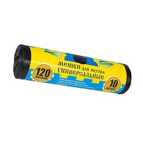 Мешки для мусора 120 л, с ушками, черные, в рулоне 10 шт., ПНД, 13 мкм, 1050х680 мм, Крепакоф, 4607075710252 в Гомеле Мешки для мусора 120 л, с ушками, черные, в рулоне 10 шт., ПНД, 13 мкм, 1050х680 мм, Крепакоф, 4607075710252 в Гомеле