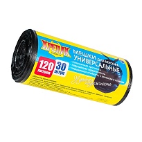 Мешки для мусора 120 л, черные, в рулоне 30 шт., ПНД, 15 мкм, 1100х700 мм, Крепак, 4607075710122 в Гомеле