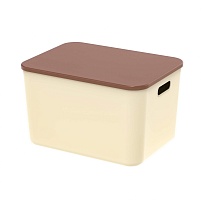 Ящик пластиковый вкладываемый бежевый с коричневой крышкой 410х305х245 мм в Гомеле