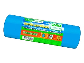 Мешки для мусора 240 л, ароматизированные, синие, в рулоне 10 шт., ПВД 30 мкм, 1300х930 мм, STANDART, 24010661 в Гомеле