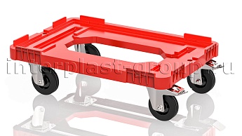 Тележка пластиковая с отверстием 2 колеса с тормозом усиленная красная в Гомеле Тележка пластиковая с отверстием 2 колеса с тормозом усиленная красная в Гомеле