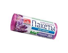 Мешки для мусора 30 л, ароматизированные, Лаванда, сиреневые, в рулоне 20 шт., ПНД, 9 мкм, 560х530 мм, GRIFON Aroma, 101-020 La в Гомеле