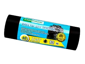 Мешки для мусора 60 л, ароматизированные, черные, в рулоне 20 шт., ПНД, 8 мкм, 800х600 мм, ХИТ, 6020867 в Гомеле