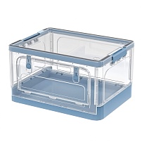 Ящик пластиковый складной прозрачный, дно синее, 490х360х280 мм, с колесиками в Гомеле