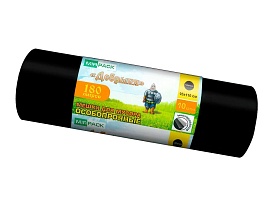 Мешки для мусора 180 л, ароматизированные, черные, в рулоне 10 шт., ПВД, 100 мкм, 1100х930 мм, Добрыня, Dob18010black в Гомеле